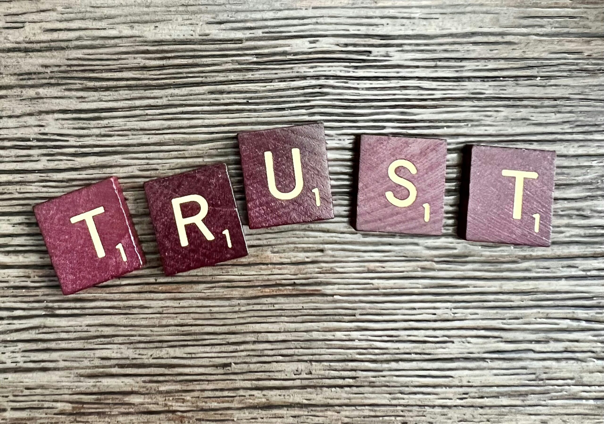 Trust written out on blocks